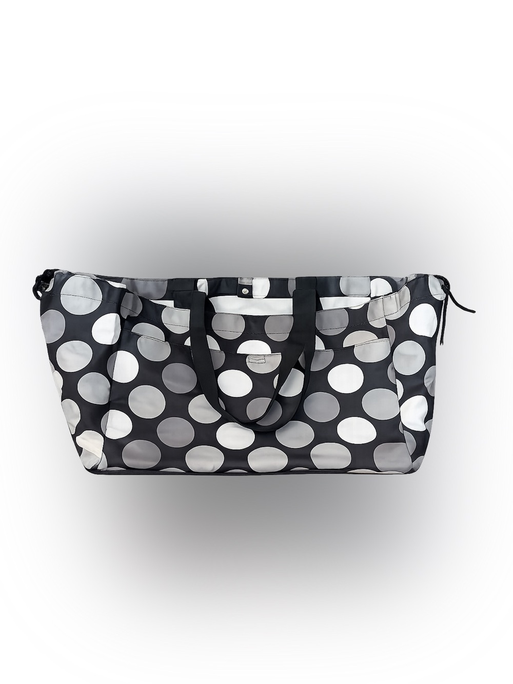 Thirty-One Large Polka Dot Utility Tote Bag Black Gray White